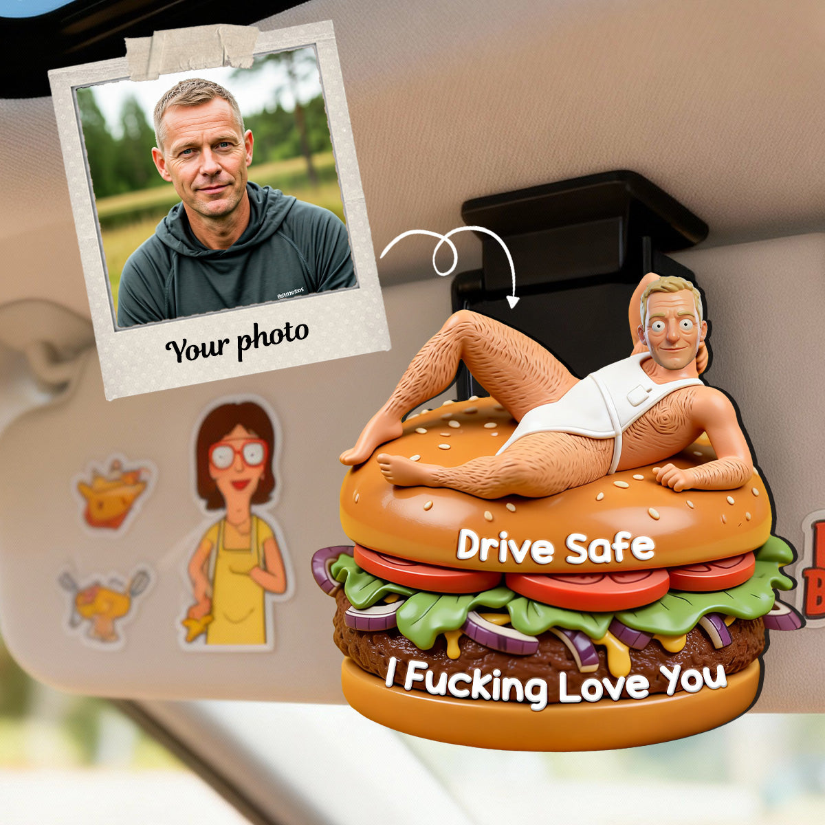 Drive Safe, I F*cking Love You - Funny Couple Custom Shape Acrylic Car Visor Clip Car Visor Clip PopCulturePrints