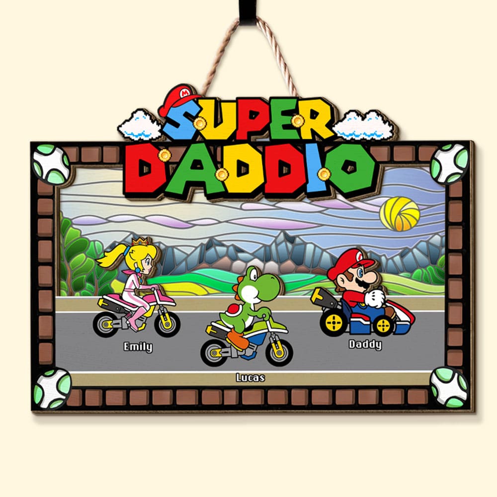 Super Dad Personalized Wood Sign - Fun Gaming Theme Wood Sign PopCulturePrints