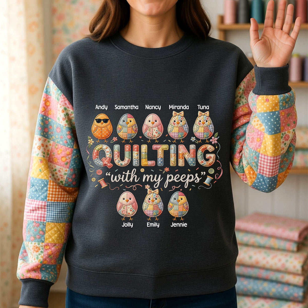 QUILTING 'With My Peeps' - Personalized Easter Gifts for Grandma AOP Products PopCulturePrints