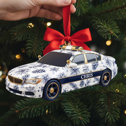 “On Duty, Always Ready” - Personalized Christmas Police Car Ornament - Custom Gift for Police Officers and Law Enforcement Enthusiasts Ornament PopCulturePrints