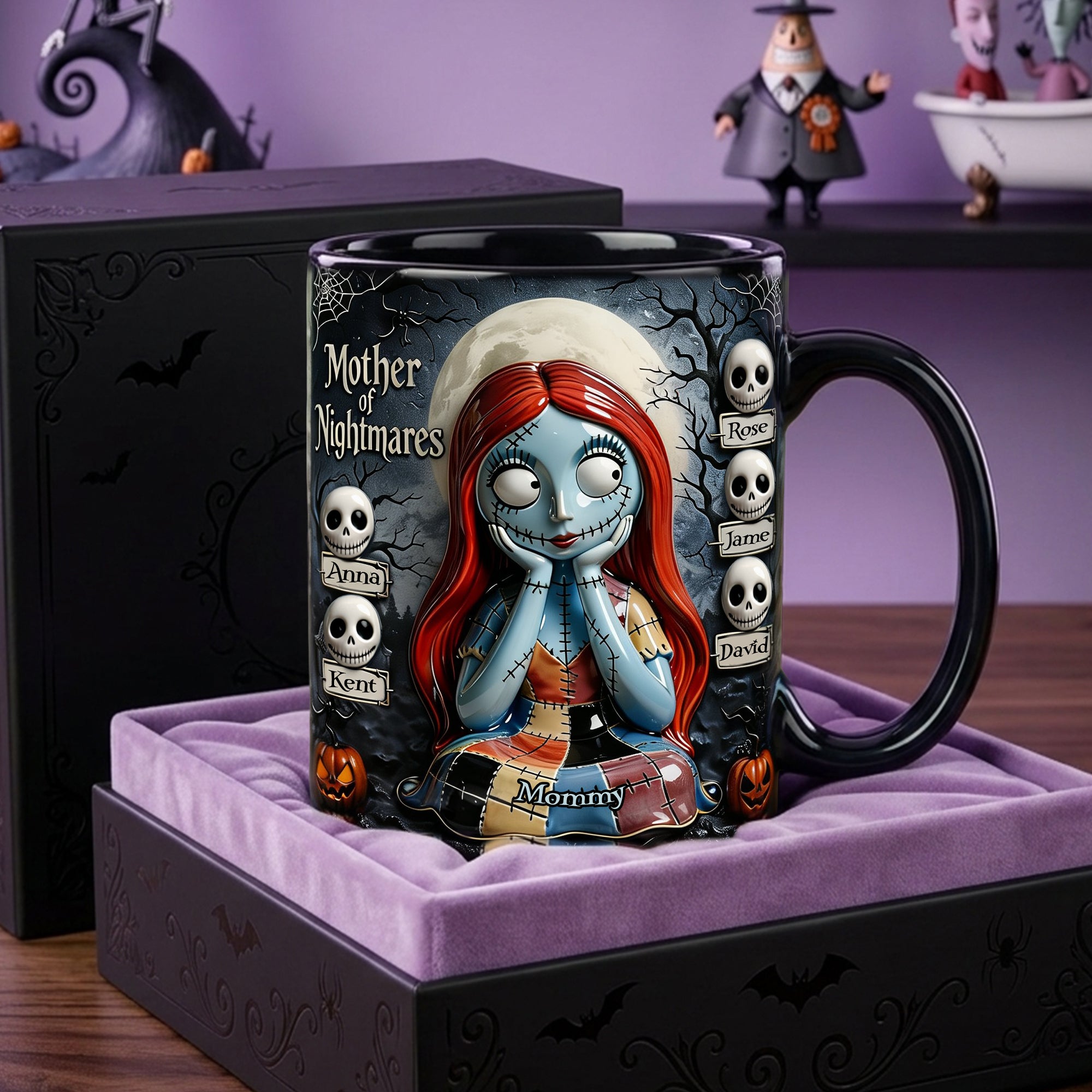 “Embrace the Spookiness!” – Personalized Spooky Mom and Kids Ceramic Coffee Mug for Mother's Day Coffee Mug PopCulturePrints