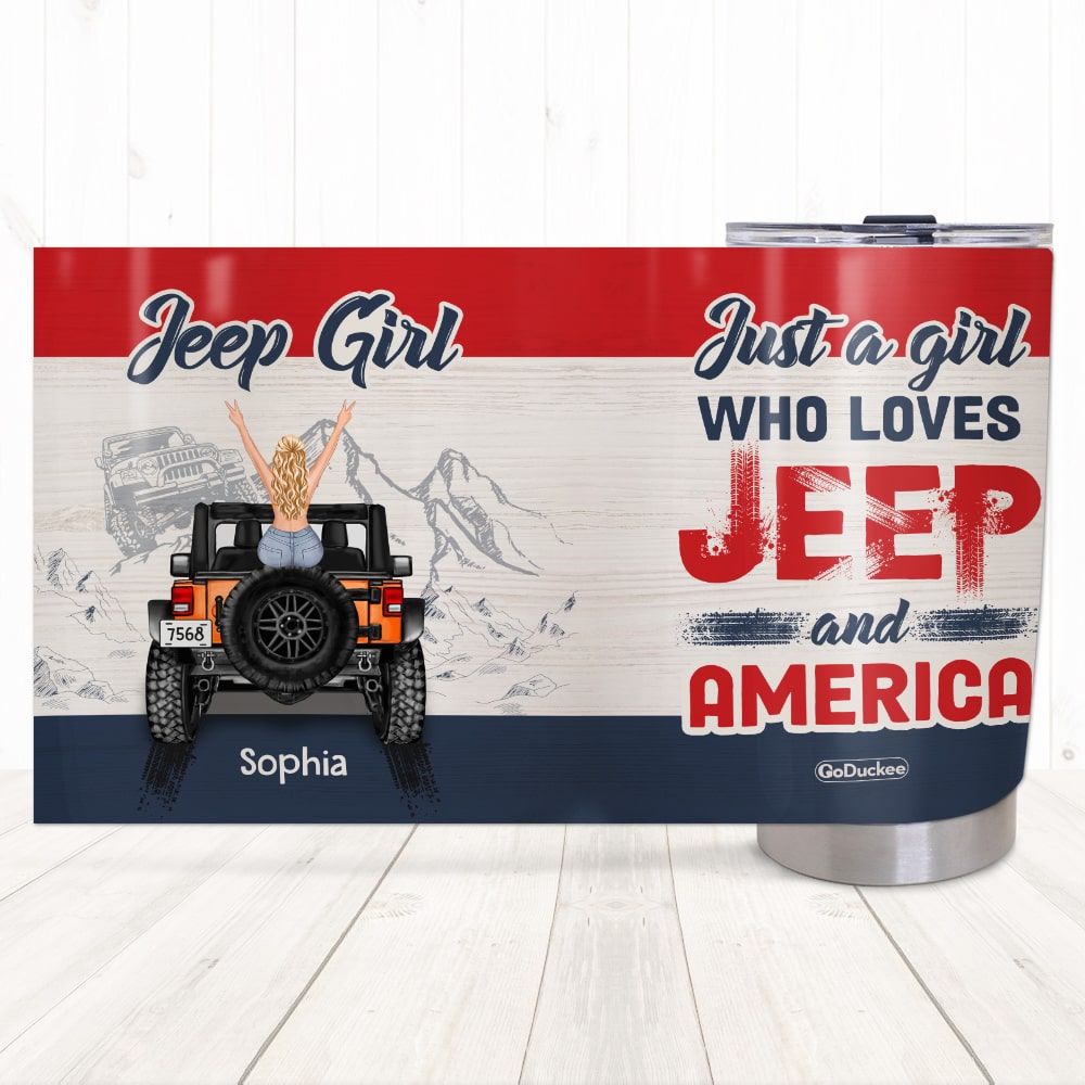 Personalized Jeep Girls Tumbler - Custom Name Travel Mug