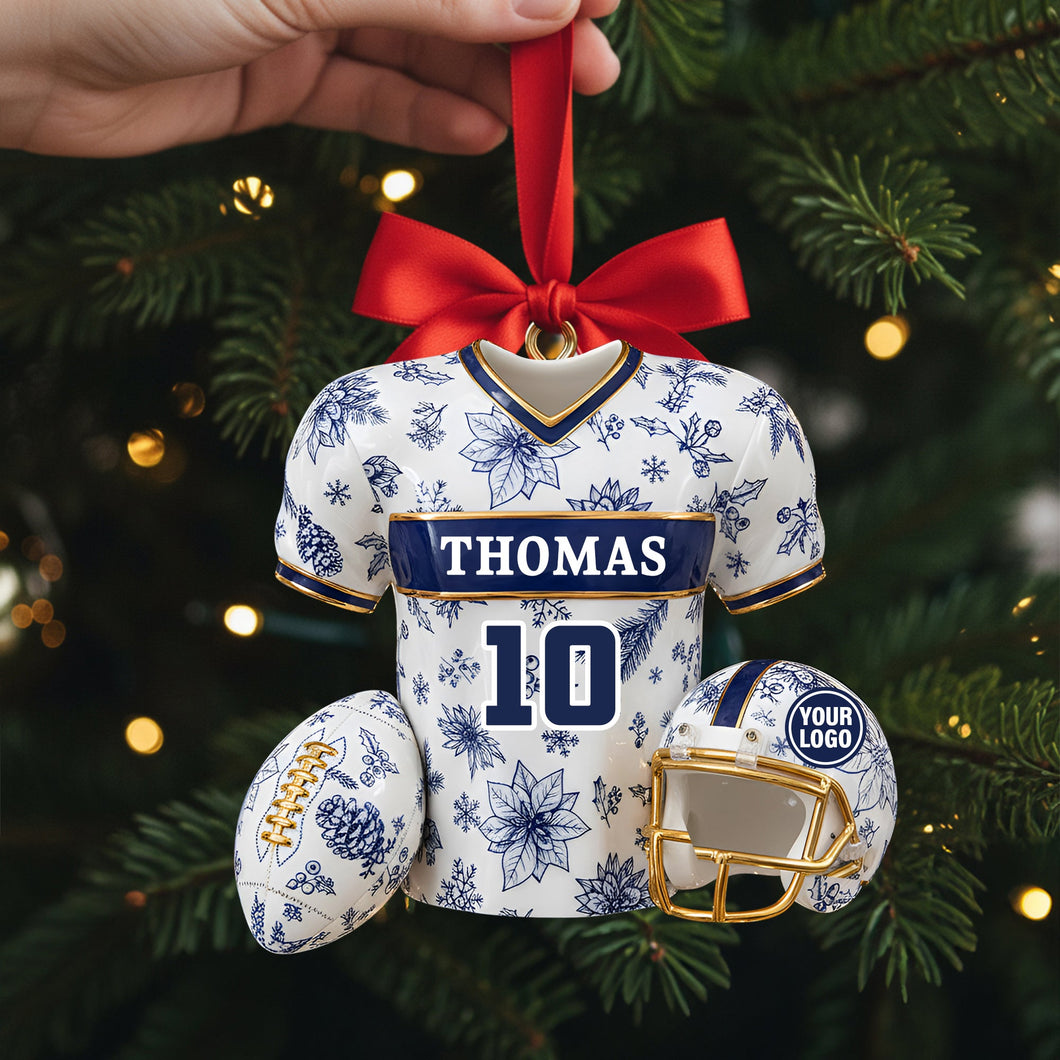 “Celebrate the Holidays with a Unique Touch!” - Personalized Christmas Sports Jersey Ornament - Perfect Gift for Sports Fans, Friends, and Family Ornament PopCulturePrints