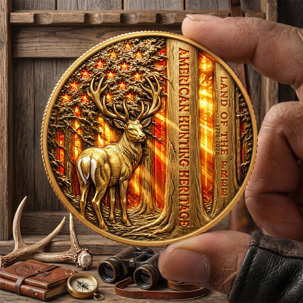 “Celebrate the Spirit of the Hunt” - Free Deer In American Forest Coin - Personalized Gift for Deer Hunters