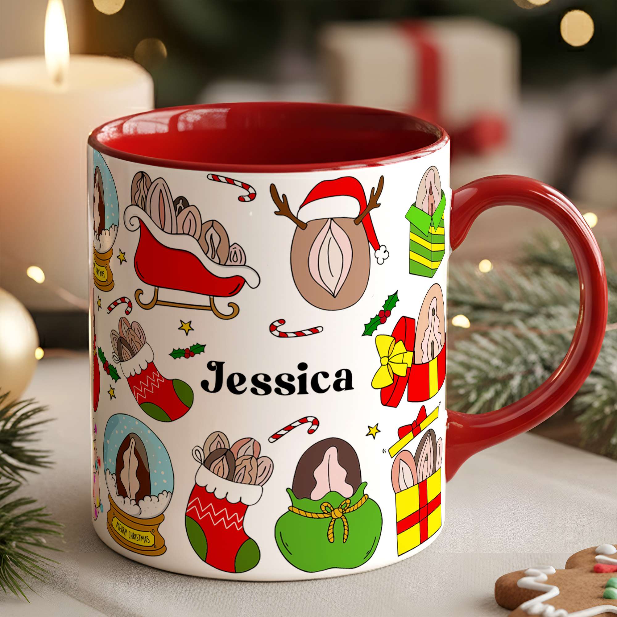 Merry Mischief: Add Joy to Every Sip - Personalized Accent Mug for Her Coffee Mug PopCulturePrints