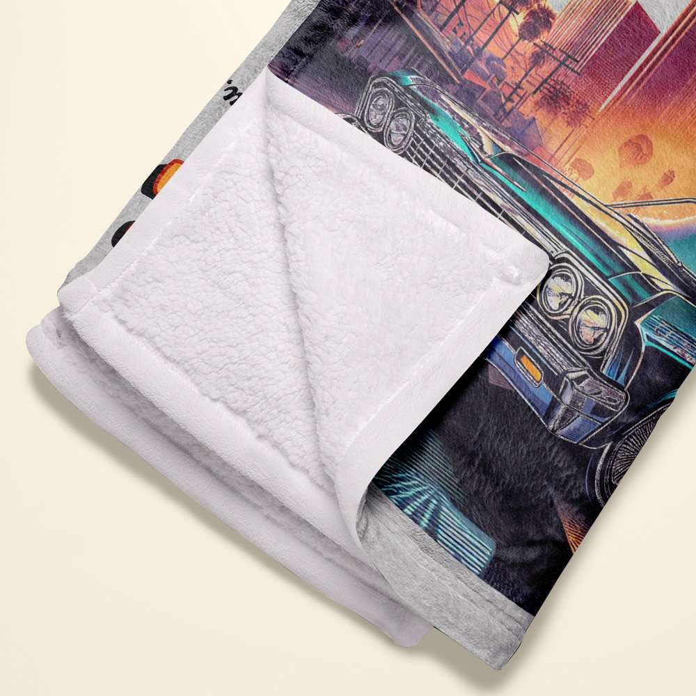 Personalized Blanket for Couples - Sweet Ride Design for Lowrider Lovers Blanket PopCulturePrints