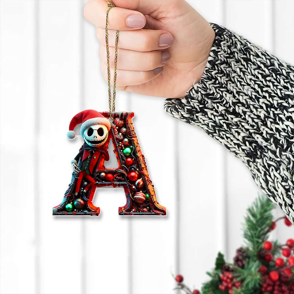 Personalized Christmas Ornament - Festive Alphabet Design Ornament PopCulturePrints