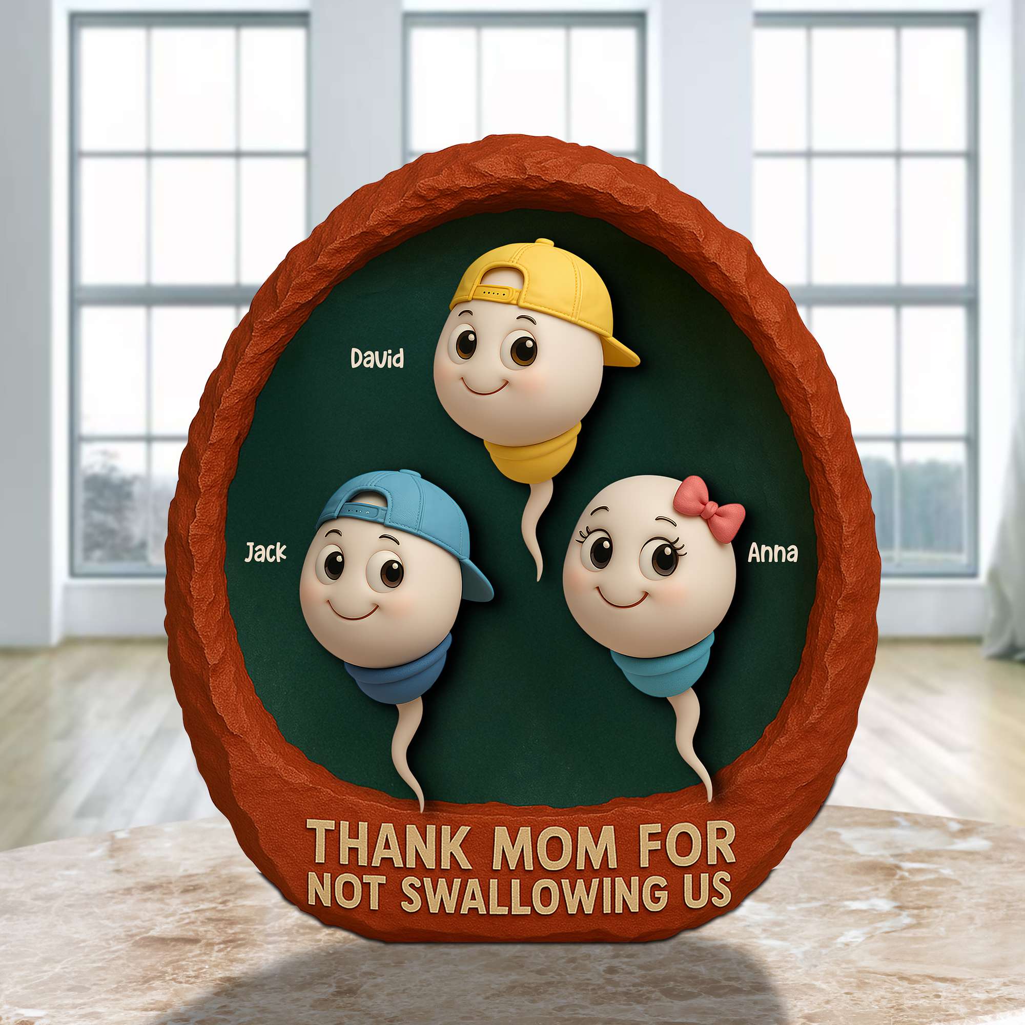 Thank You Mom For Not Swallowing Us - Personalized Plaque - Funny Gift for Mom and Grandma Shaped Plaques PopCulturePrints
