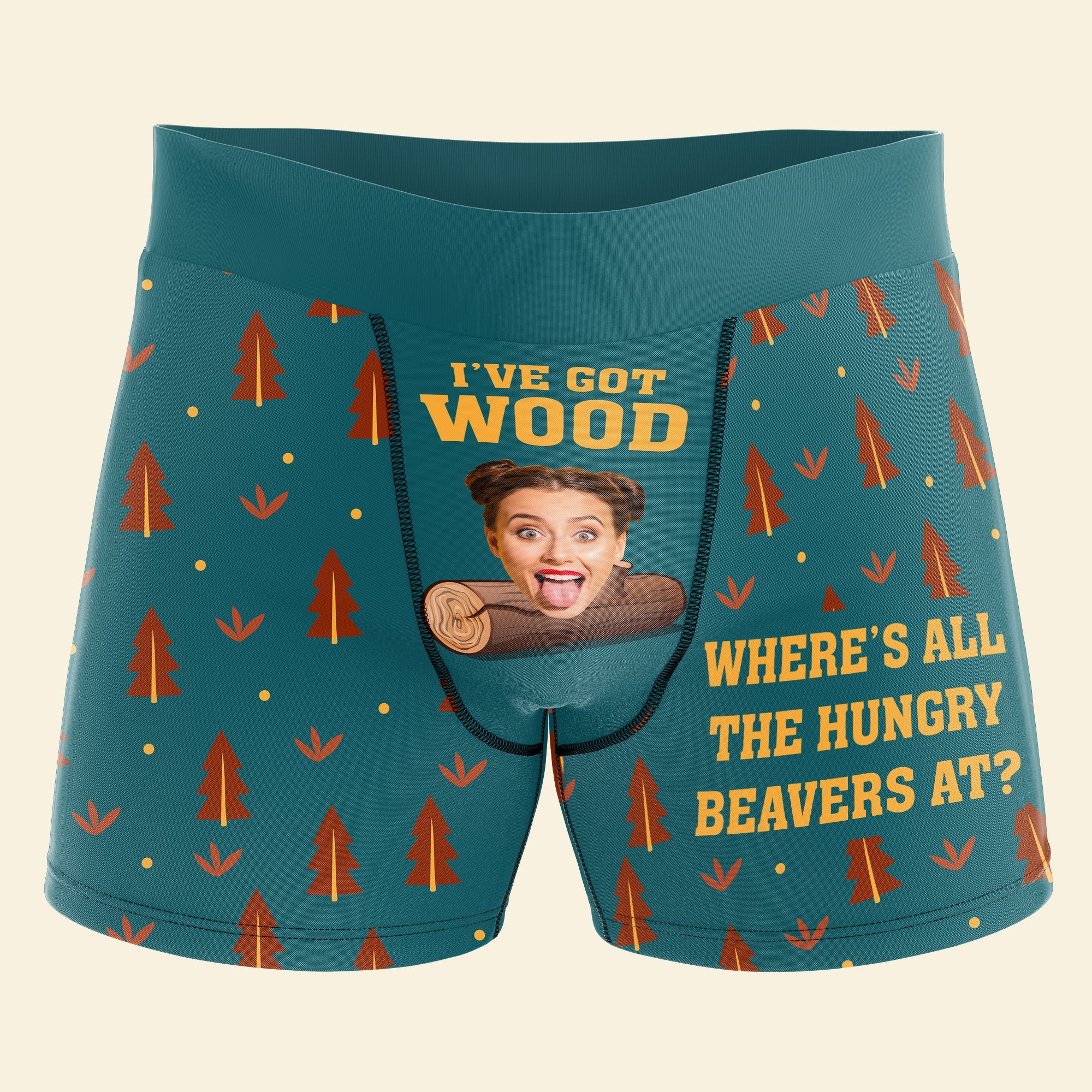 Funny Personalized Boxer Briefs for Couples - This Beaver Needs Wood Boxer Briefs PopCulturePrints