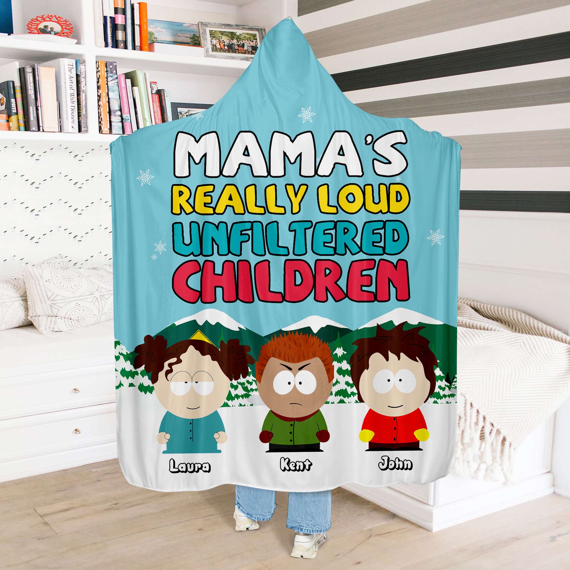Personalized Hooded Blanket for Mom - Loud & Unfiltered Kids Theme Blanket PopCulturePrints