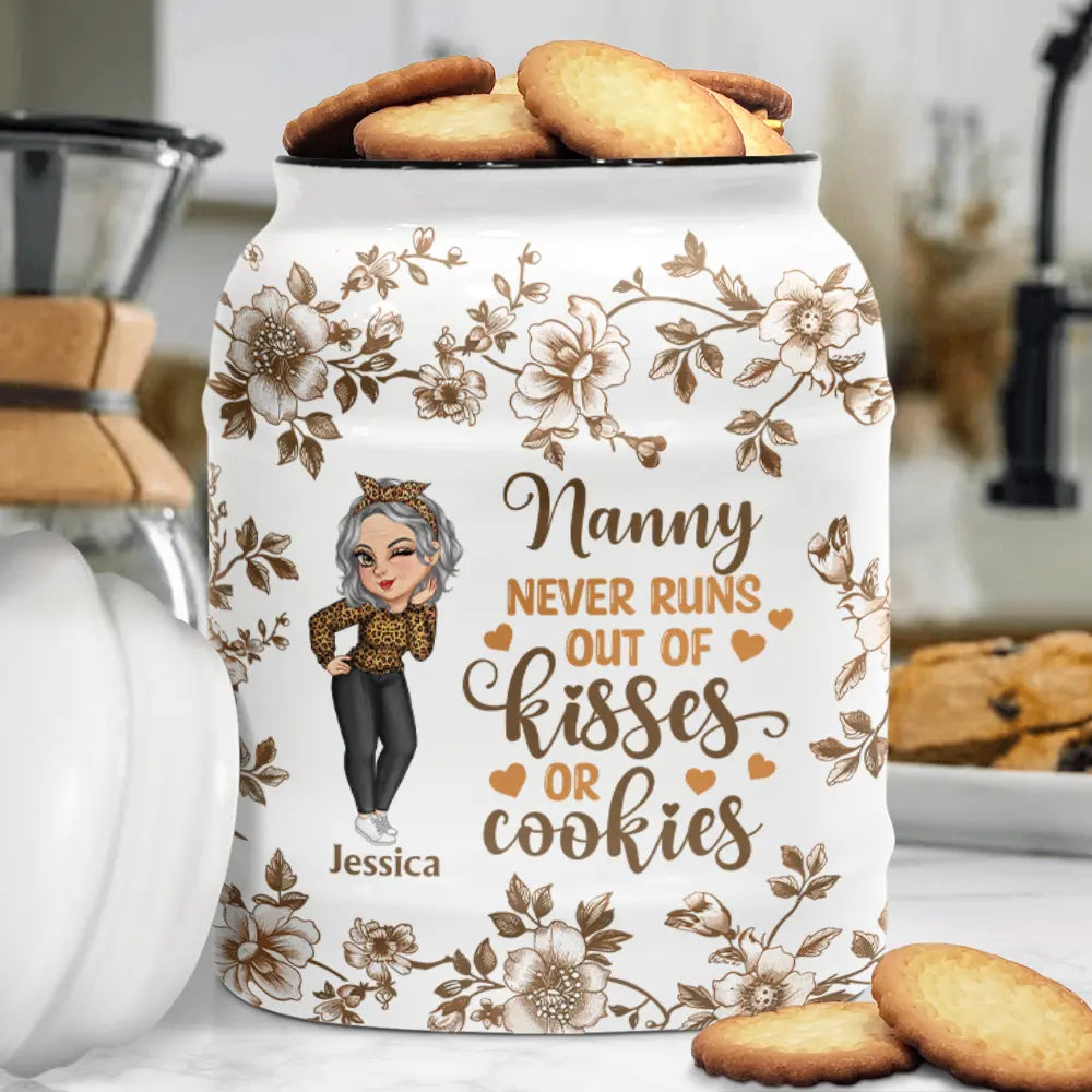 Grandma Never Runs Out Of Kisses Or Cookies - Personalized Cookie Jar for Grandma Cookie Jar PopCulturePrints