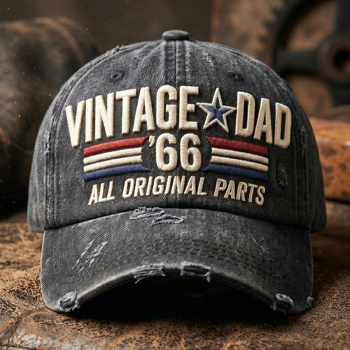 “Vintage Dad '66 - All Original Parts” - Personalized Classic Cap for Dads and Grandpas Caps PopCulturePrints