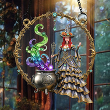 Load image into Gallery viewer, &quot;The Magic Awaits: Enchanting Mystic Witch Suncatcher Ornament&quot; - Personalized Gift for Witch Lovers Ornament PopCulturePrints
