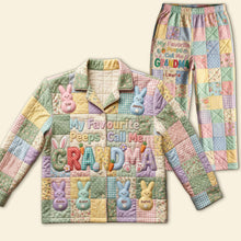 Load image into Gallery viewer, "My Favorite Peeps Call Me Grandma" - Personalized Easter Bunny Grandma Pajama Set Pajama Set PopCulturePrints
