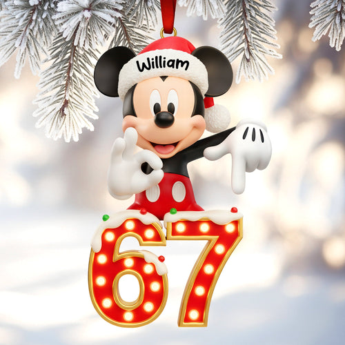 Cute Character Celebrates Six Seven - Personalized Acrylic Christmas Ornament Ornament PopCulturePrints