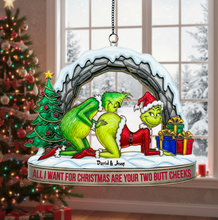Load image into Gallery viewer, All I Want for Christmas Are Your Two Butt Cheeks - Personalized Christmas Suncatcher Ornament for Couples Ornament PopCulturePrints
