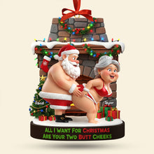 Load image into Gallery viewer, All I Want For Christmas Are Your Two Butt Cheeks - Naughty Old Gnome Couple Ornament - Personalized Gift for Couples Ornament PopCulturePrints
