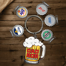 Load image into Gallery viewer, Personalized Dad Keychain with Custom Bottle Cap Charms Keychains PopCulturePrints
