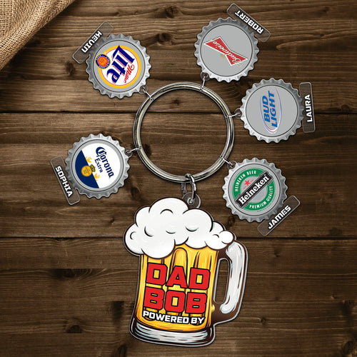 Personalized Dad Keychain with Custom Bottle Cap Charms Keychains PopCulturePrints