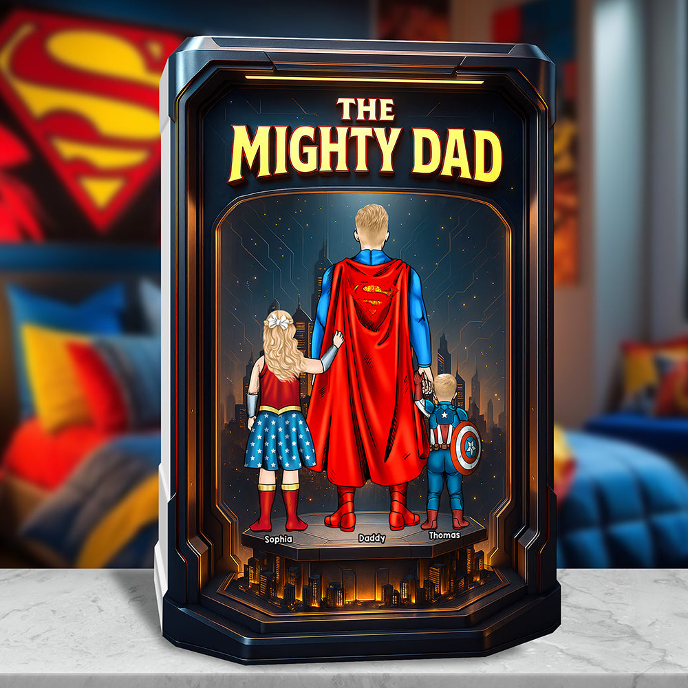 The Mighty Dad - 'A Hero in Our Eyes' - Personalized Acrylic Plaque Gift for Dad, Grandpa & Father Figures Shaped Plaques PopCulturePrints