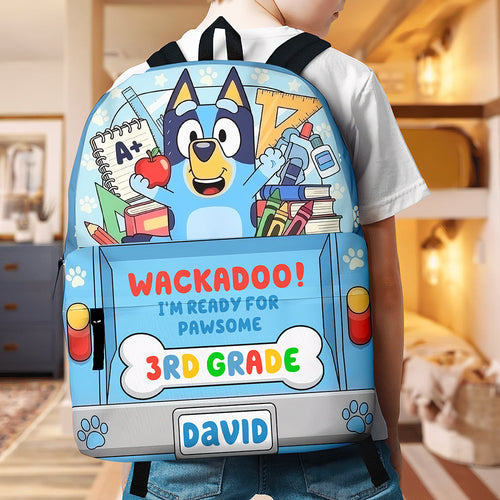 Wackadoo! Get Ready for 3rd Grade with Our Cartoon Pup Personalized Backpack Backpack PopCulturePrints