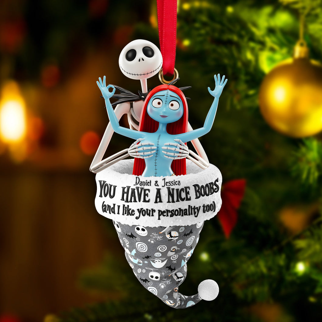 You Have a Nice Boobs - Personalized Couple Ornament for Christmas Ornament PopCulturePrints