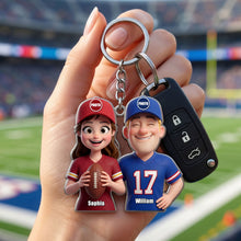 Load image into Gallery viewer, True Love Couple Keychain - Personalized Sports Couple Gift 04HUTI180626 Keychains PopCulturePrints
