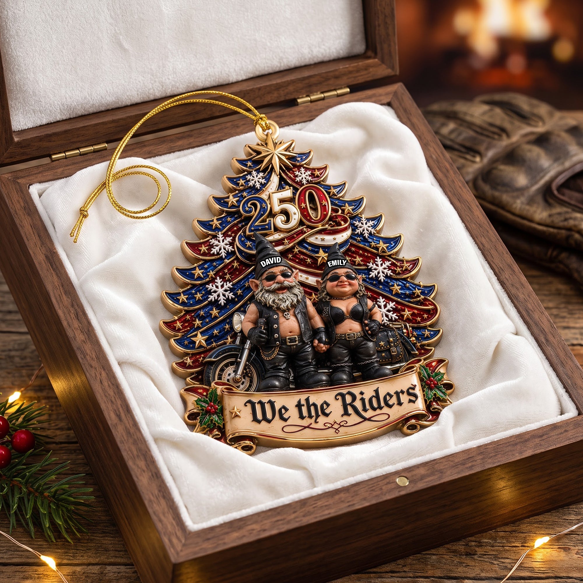 We The Riders: Personalized Biker Motorcycle Gnome Ornament - Perfect Christmas Gift for Couples