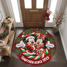Load image into Gallery viewer, Together Since 2019 - Personalized Christmas Gift for Couples - Quilted Round Mat Doormat PopCulturePrints
