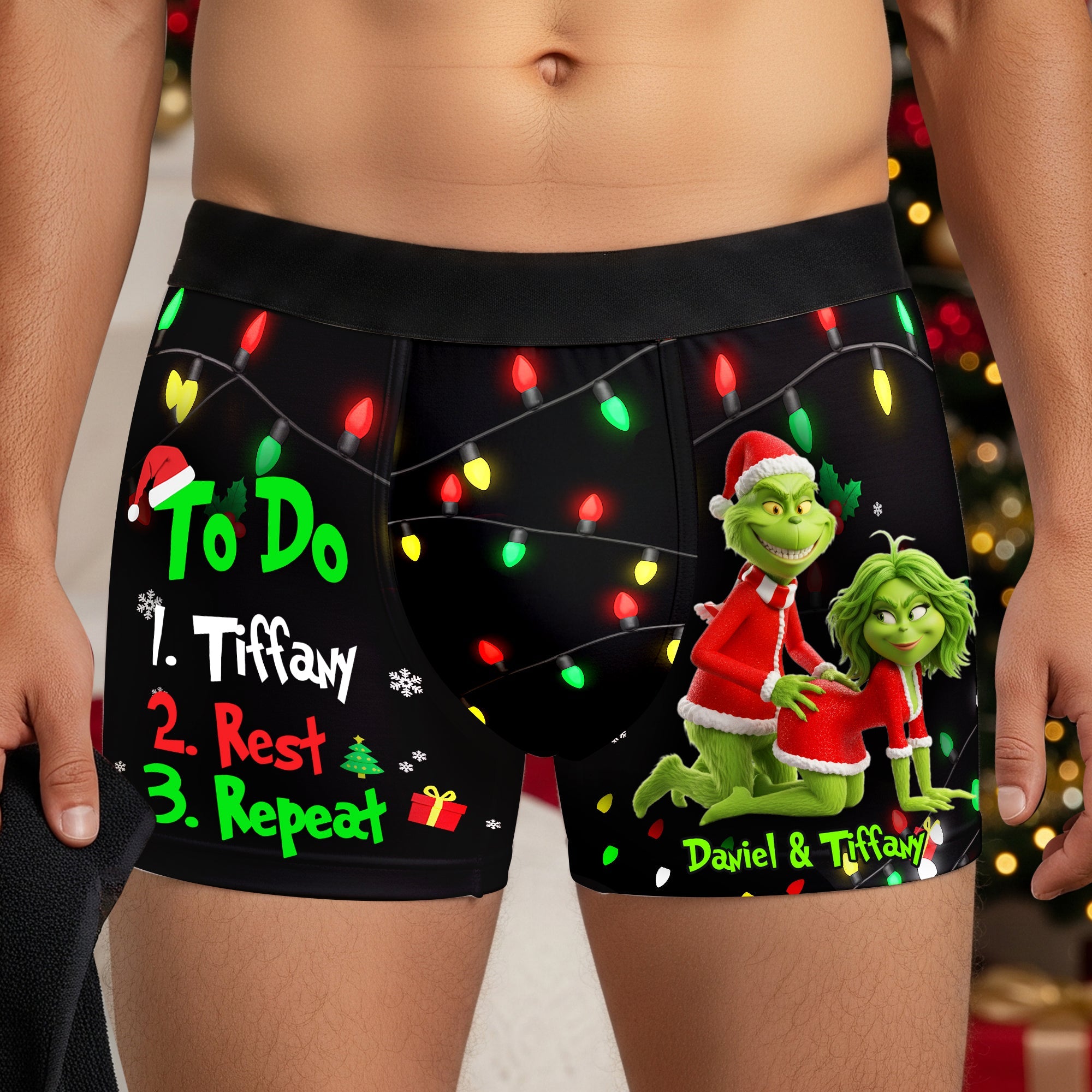 Grumpy Couple Christmas Boxers – A Fun Personalized Gift for Him Boxer Briefs PopCulturePrints