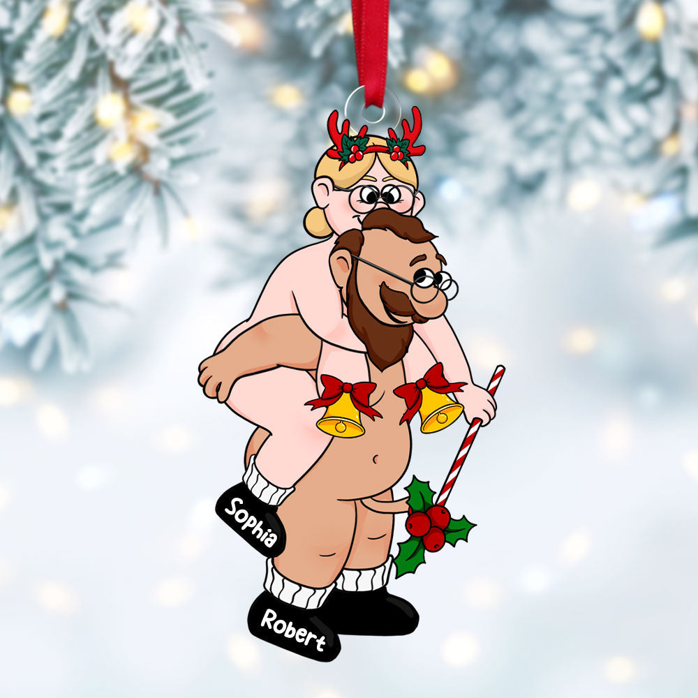 Personalized Couple Christmas Ornament - Fun Santa Design | Valentine's Day Gifts Ornament PopCulturePrints