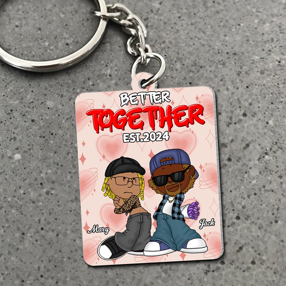 Personalized Better Together Keychain for Couples | Customizable Gift Keychains PopCulturePrints