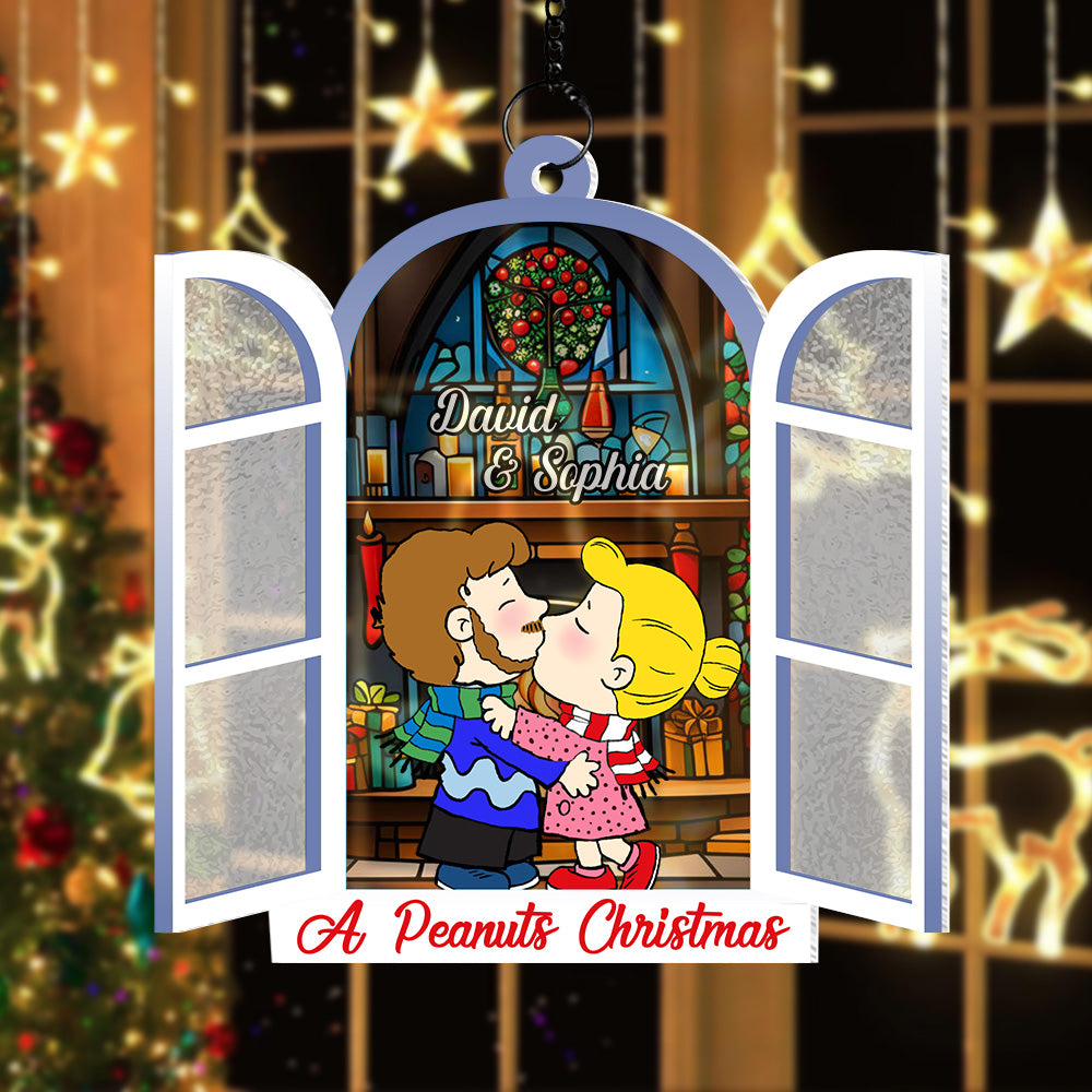 Custom Cartoon Couple Christmas Suncatcher - Perfect Valentine's Day Gifts Ornament PopCulturePrints