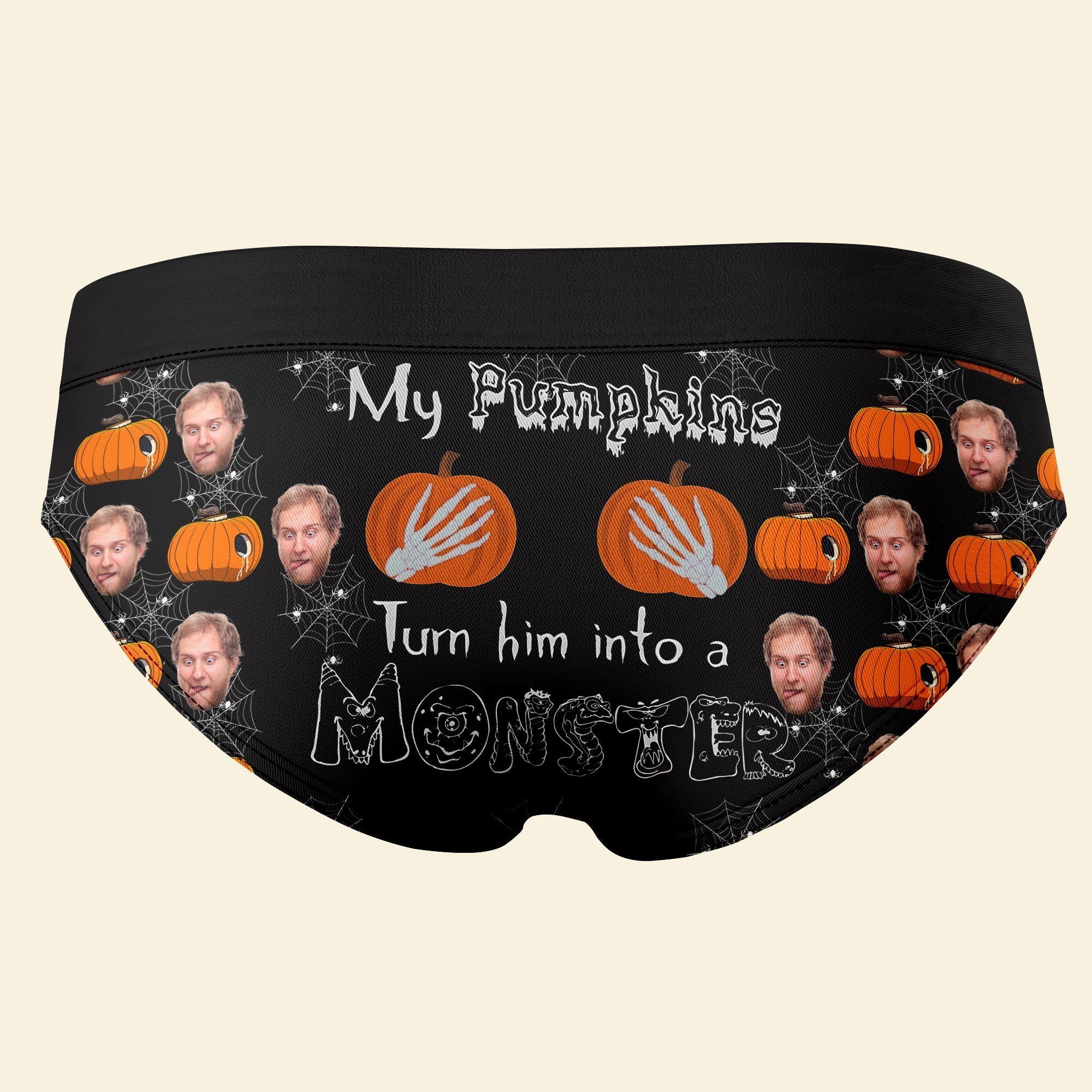 Custom Halloween Pumpkin & Bone Themed Couple's Boxers and Briefs