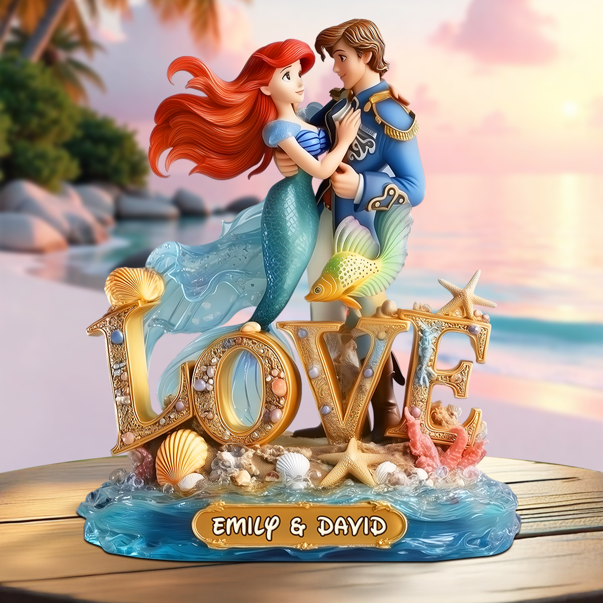 “Forever Under the Sea” - Personalized Undersea Couple Plaque - Unique Gifts for Couples Shaped Plaques PopCulturePrints