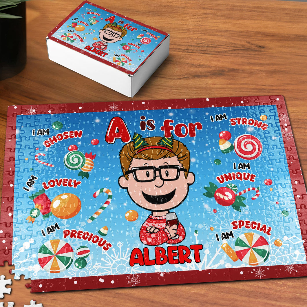 Personalized Christmas Jigsaw Puzzle for Kids - Custom Name & Positive Affirmations