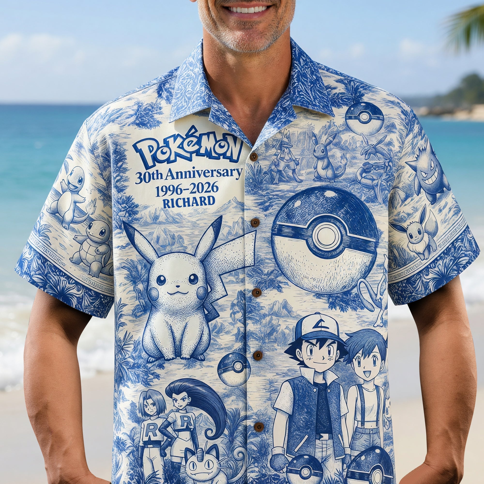 Lovely Characters Celebrate 30th Anniversary Toile De Jouy Hawaiian Shirt - Personalized Gifts 01huqn180626 Hawaiian Shirts PopCulturePrints