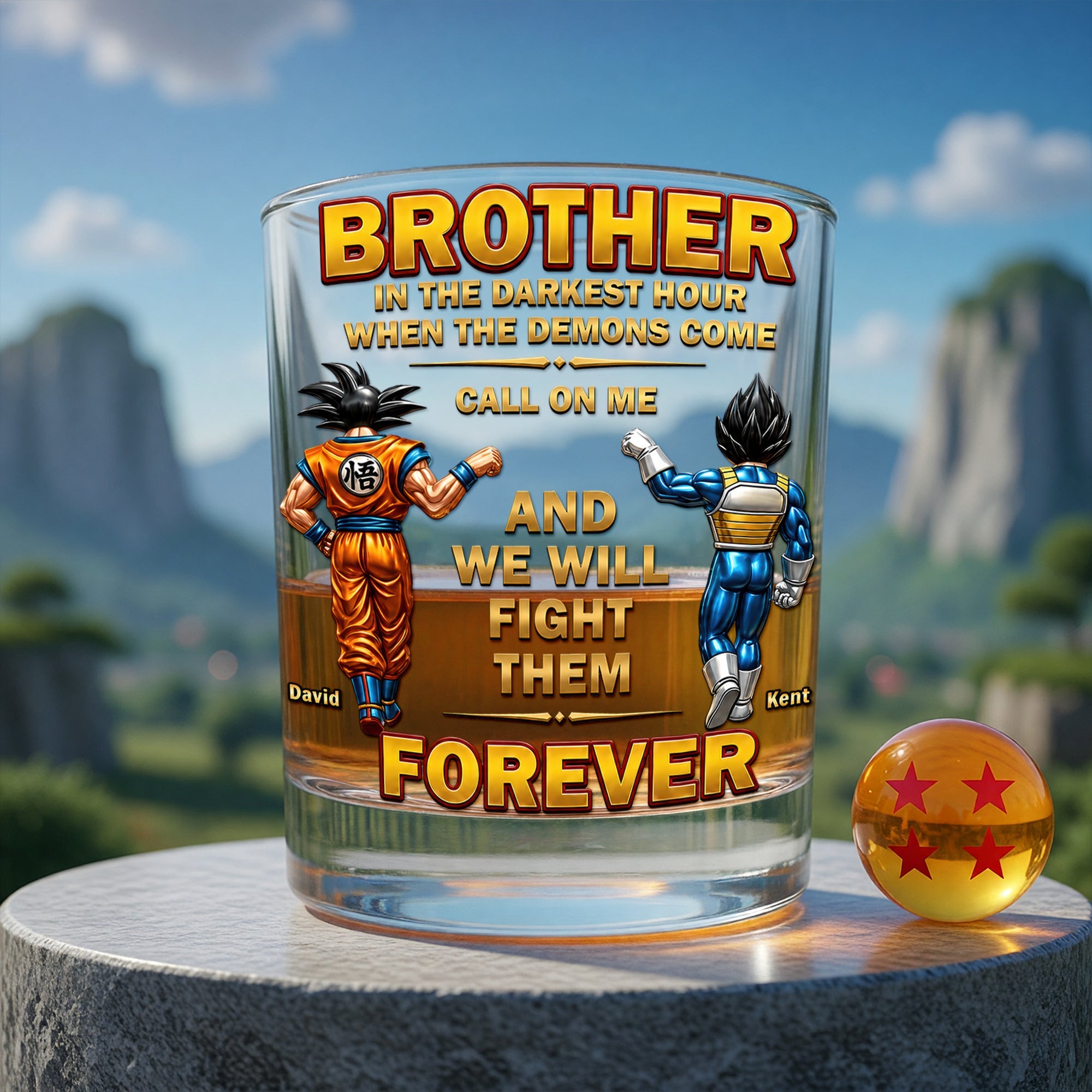 Brotherhood in the Darkest Hour - Unique Round Glass, Personalized Gift for Brothers and Best Friends