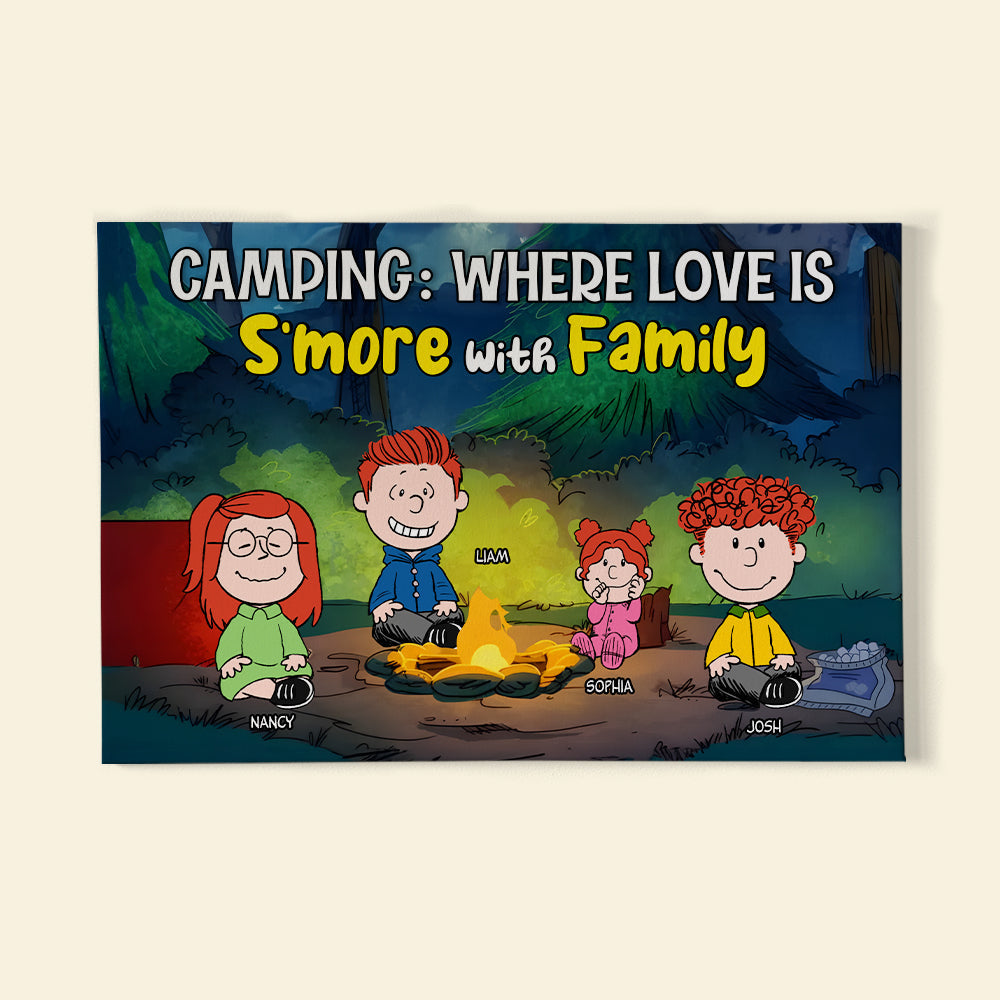 Personalized Family Canvas Print - Camping S'more With Family