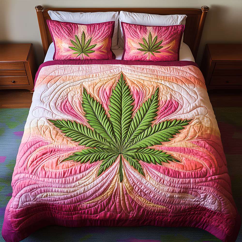 "Embrace the Herbal Vibes" - Personalized Quilt Bedding Set - Gift for Weed Lovers, Friends, and Family Blanket PopCulturePrints