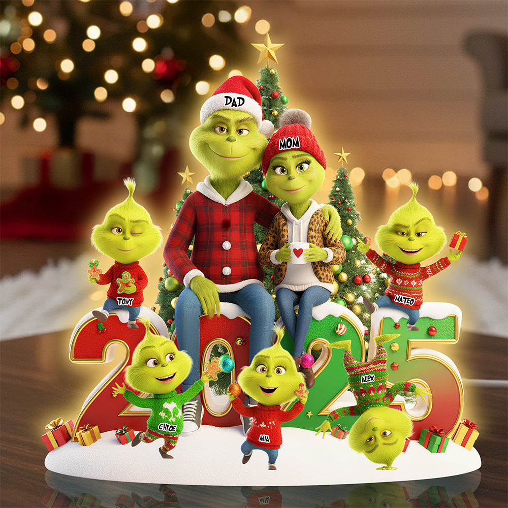 Naughty Green Monsters: Personalized Acrylic Light Box – A Unique Gift for Family and Friends! Light Box PopCulturePrints