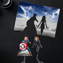 Load image into Gallery viewer, Custom Superhero Couple Keyholder - Personalized Photo Gift Key Holder PopCulturePrints
