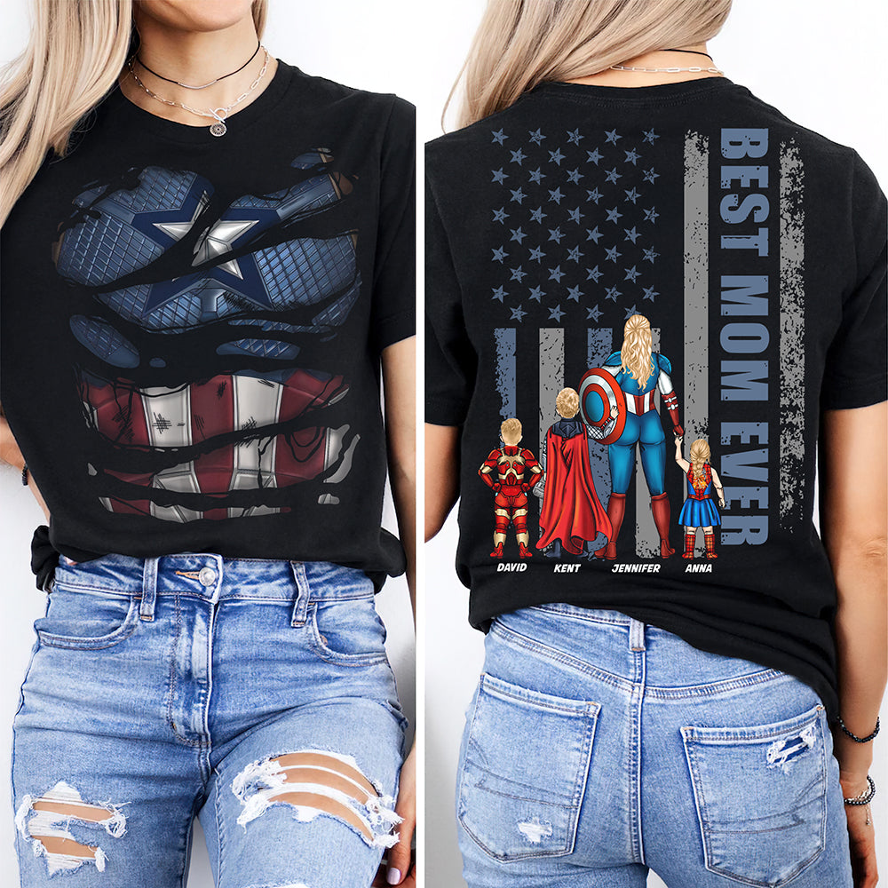 Best Mom Ever Shirt - Personalized Superhero Gift for Moms and Grandmas Shirts PopCulturePrints