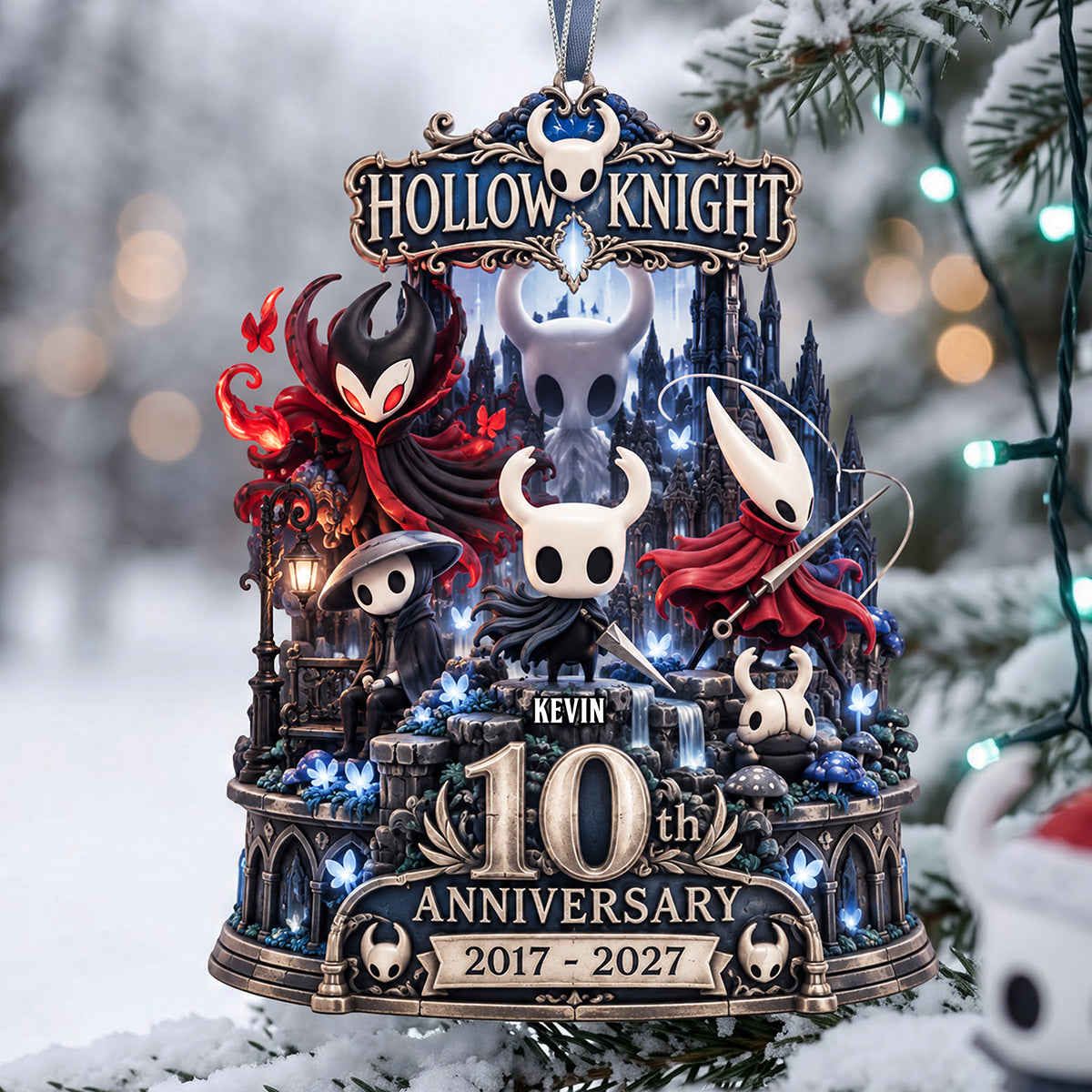 "Embrace the Darkness, Celebrate Your Love" - Dark Fantasy Anniversary Acrylic Ornament - Personalized Gift for Gamers