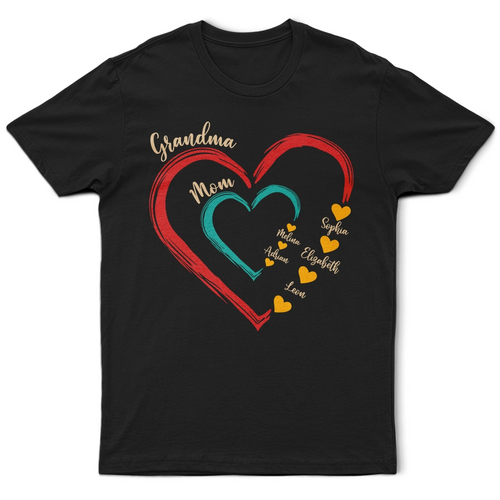 Mom & Grandma Sweethearts Retro - Personalized T-Shirt for Mother's Day and Loving Hearts T-shirt PopCulturePrints