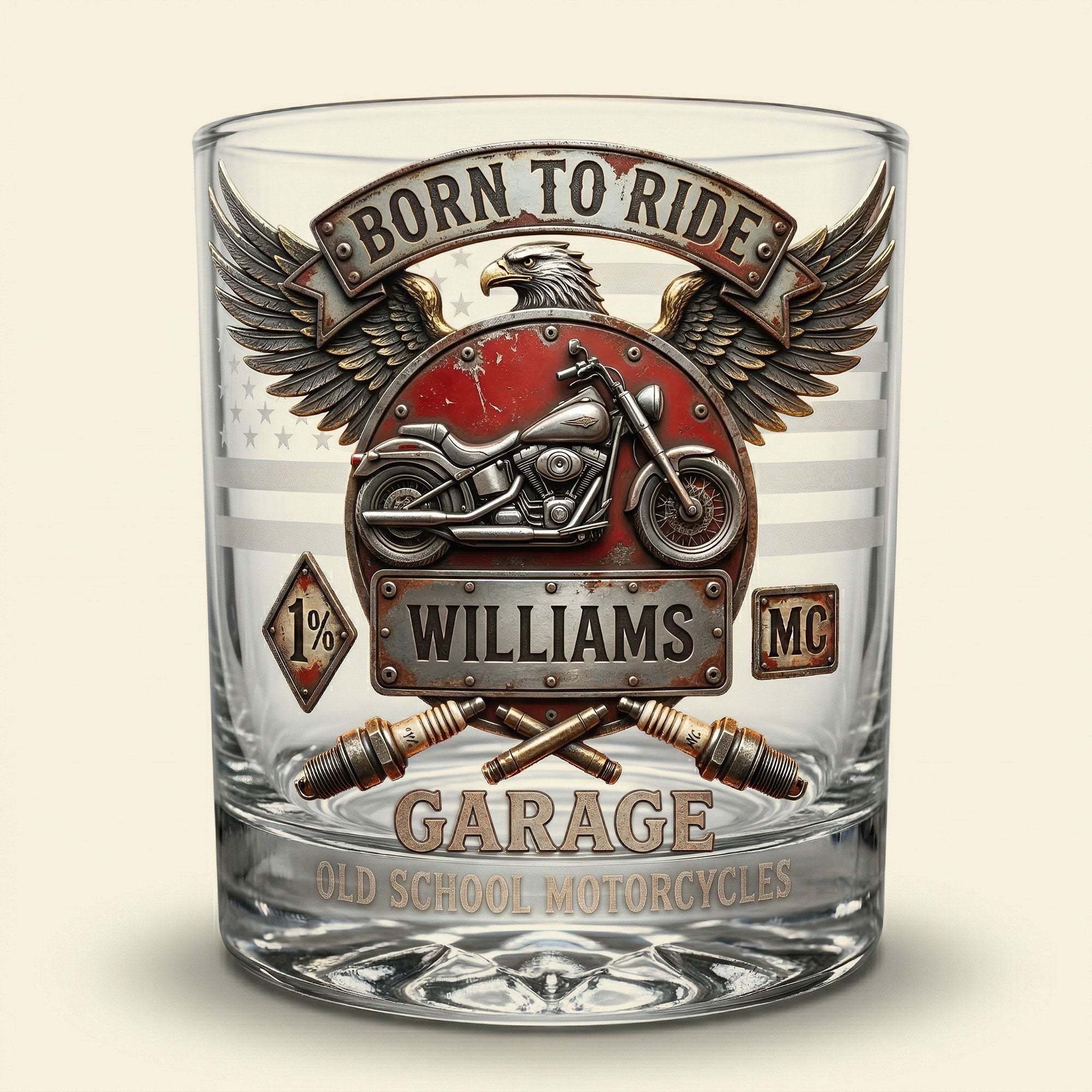Born To Ride - Personalized 11oz Round Glass for Bikers Glass PopCulturePrints