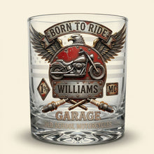 Load image into Gallery viewer, Born To Ride - Personalized 11oz Round Glass for Bikers Glass PopCulturePrints
