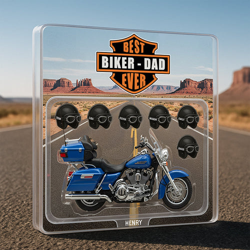 Best Biker Dad Ever - Cool Motorcycle Biker Dad Acrylic Plaque | Personalized Gift for Dad, Grandpa, and Biker Enthusiasts Shaped Plaques PopCulturePrints