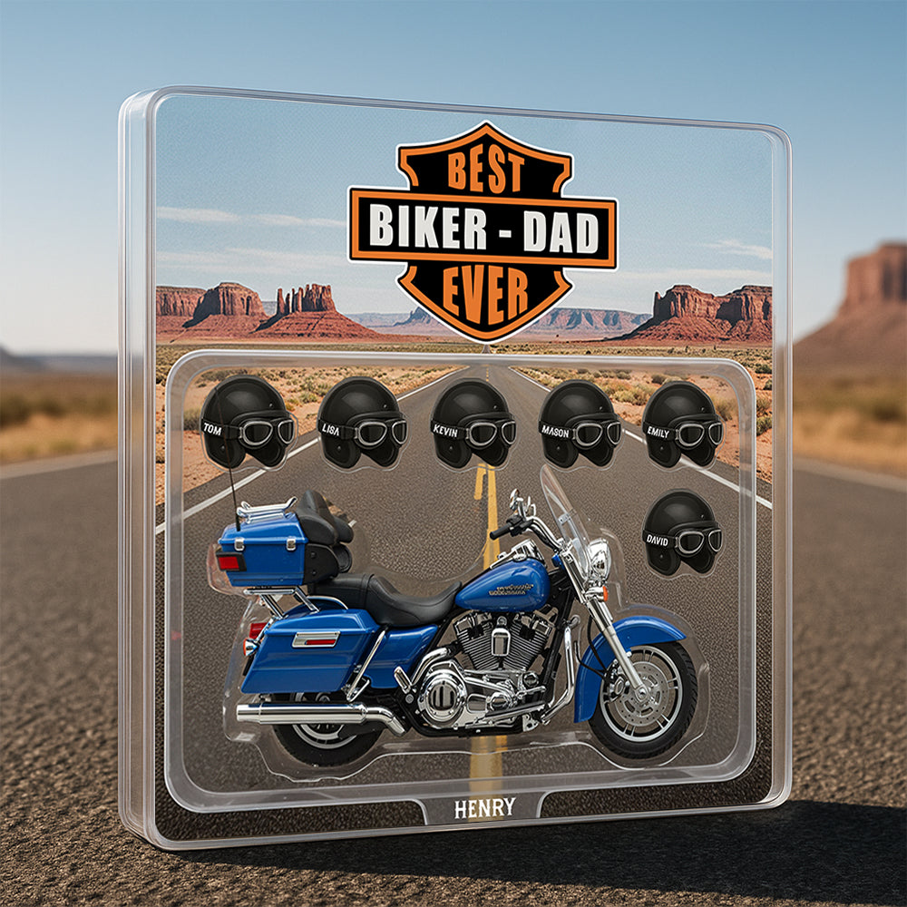 Best Biker Dad Ever - Cool Motorcycle Biker Dad Acrylic Plaque | Personalized Gift for Dad, Grandpa, and Biker Enthusiasts Shaped Plaques PopCulturePrints