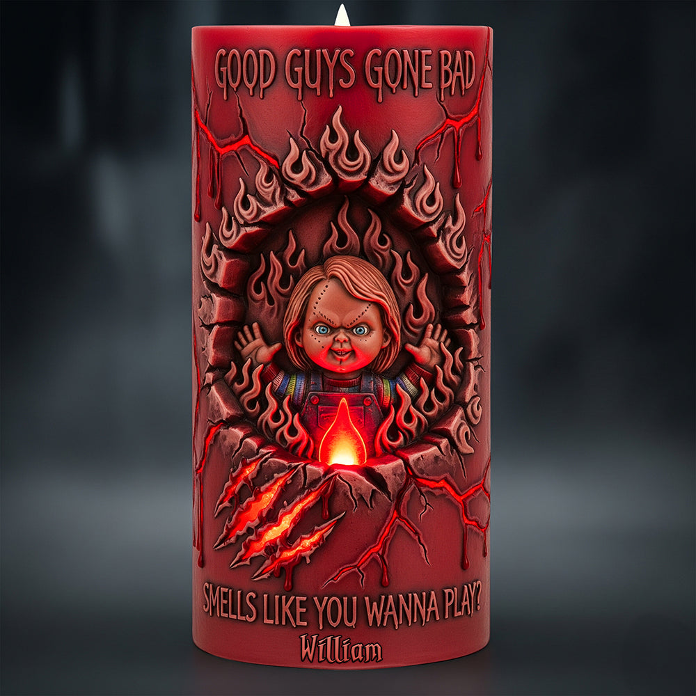 "Good Guys Gone Bad" - Personalized LED Candle for Horror Fans Led Candle PopCulturePrints